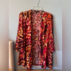 Slinky Brand Red and Black Animal Print Cardigan